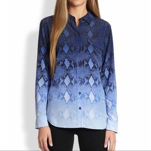 Equipment Silk Snakeskin Print Ombré Blouse S